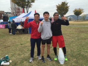 After the race! Laejin finished at 1:44, Yap, at 1:36